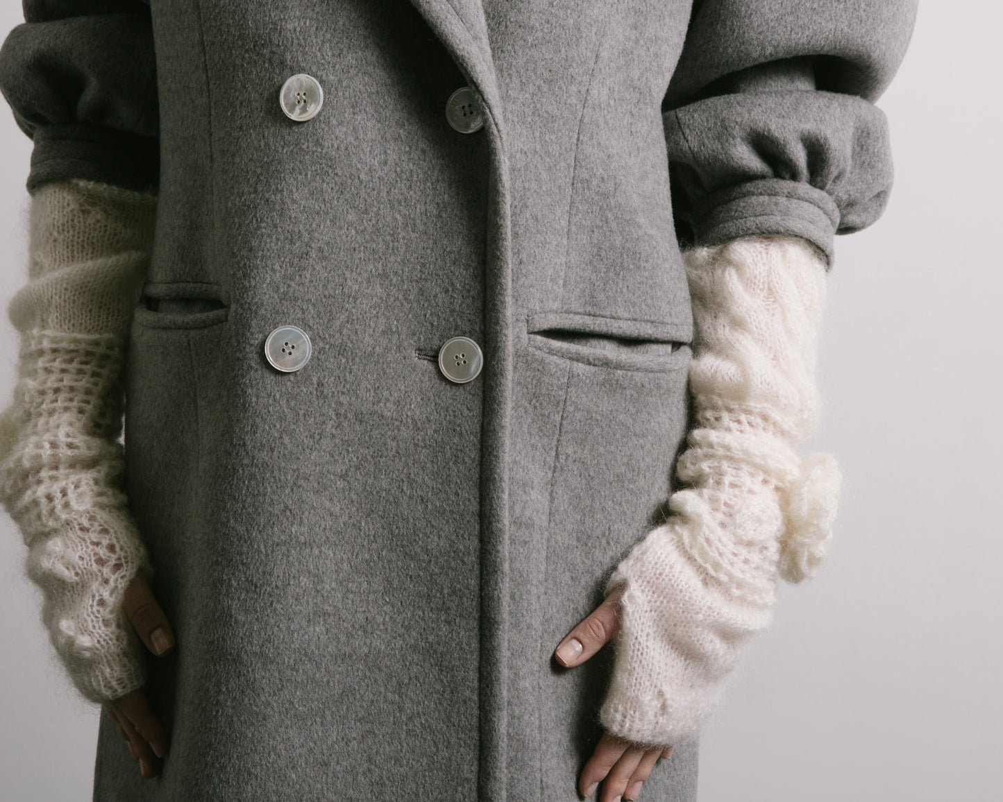Wool puff sleeves coats
