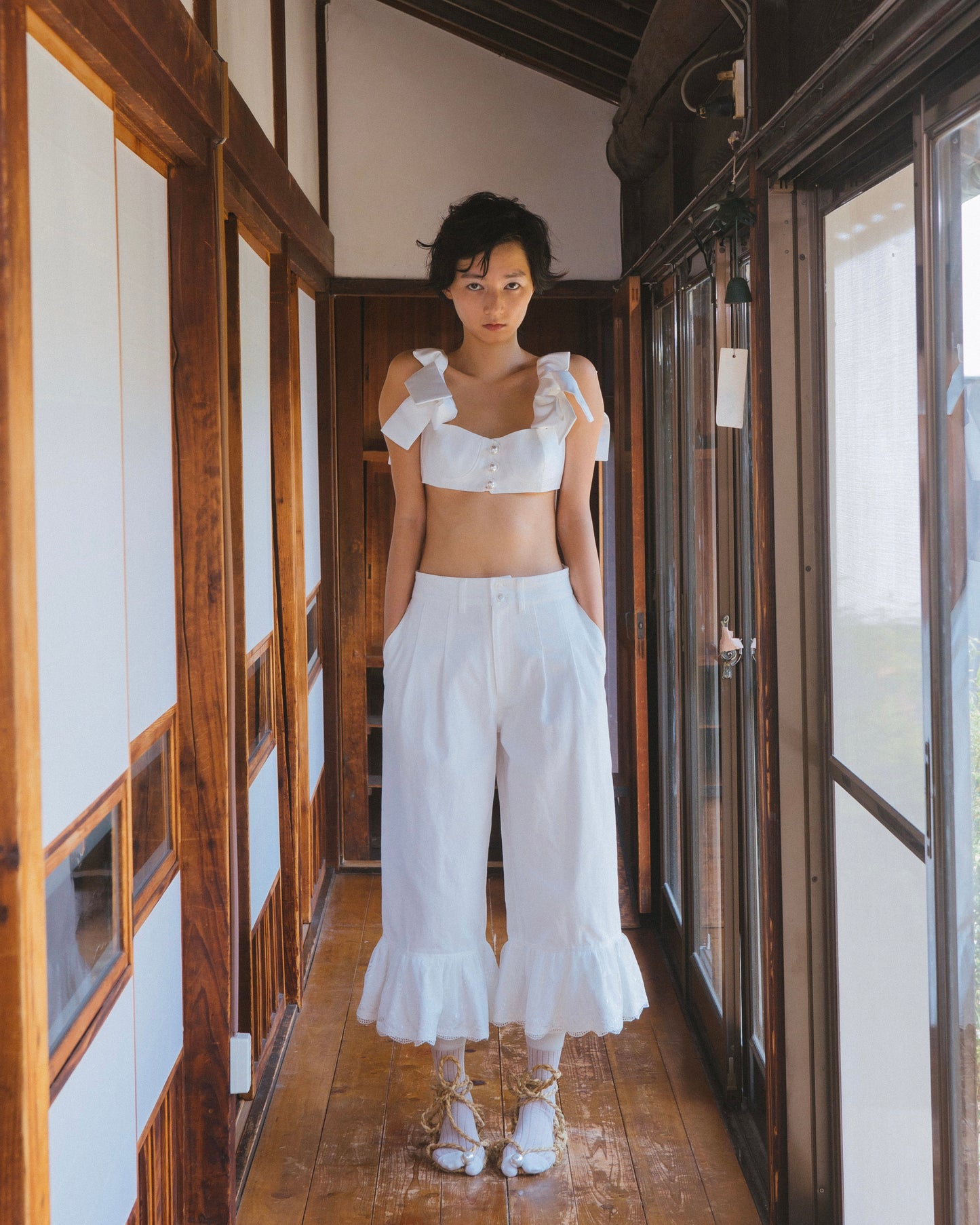 Lace Drawer Denim Pants