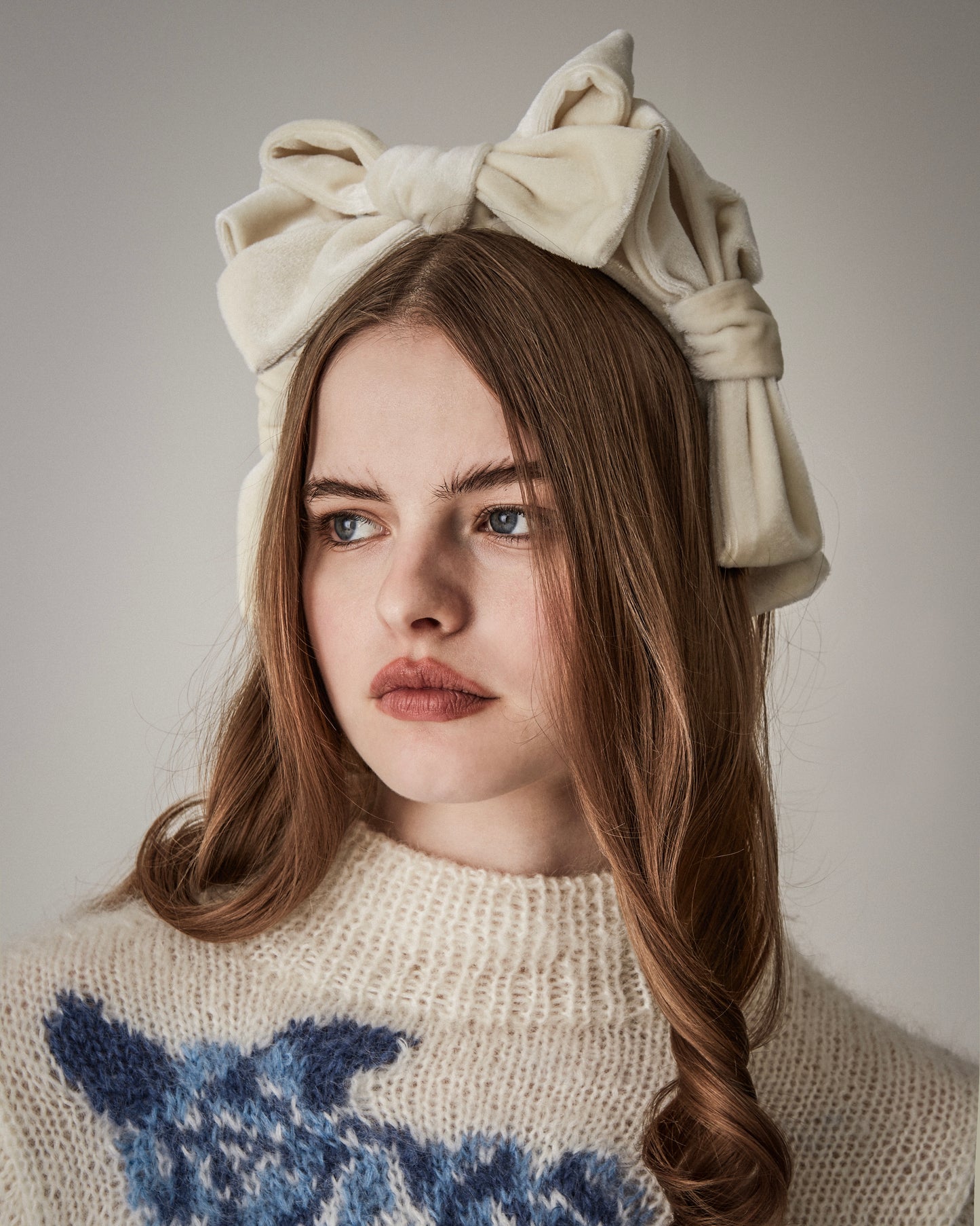 Velour Ribbon Headband(Ivory)