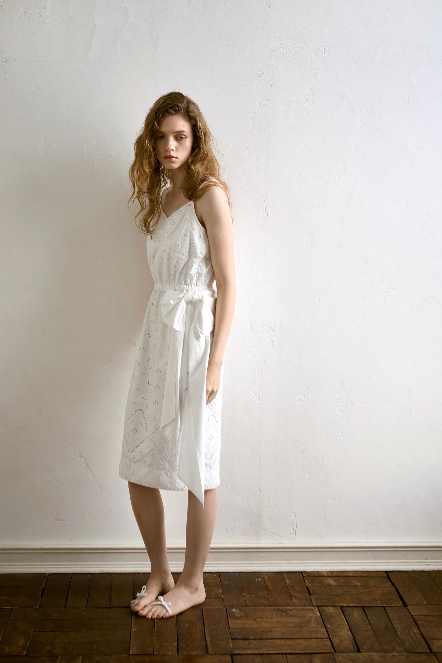 Taffeta Eyelet Lace Cami Dress(White)