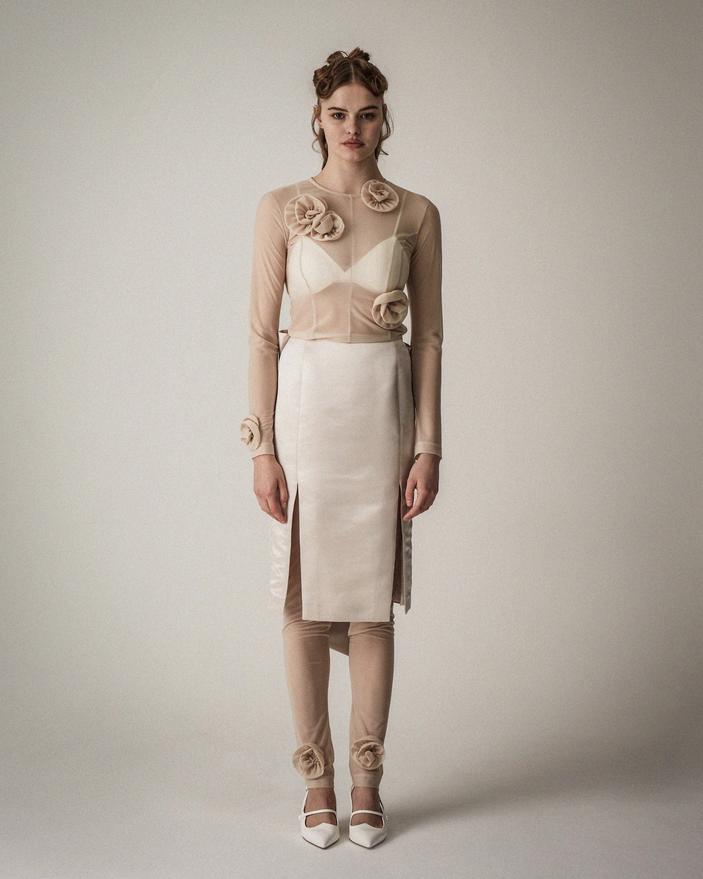 Sheer Roses Tops(Pink)