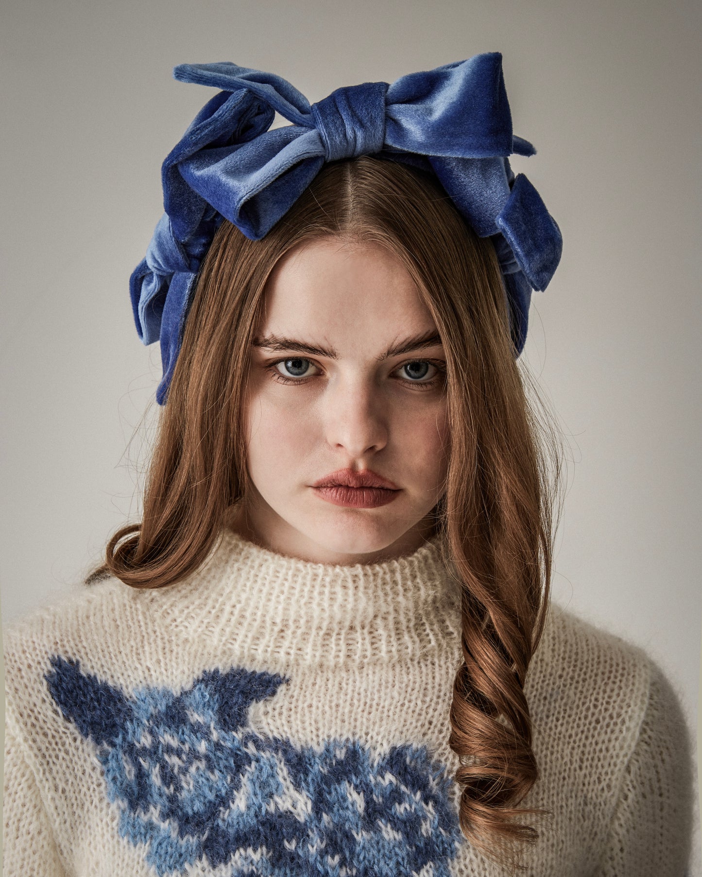 Velour Ribbon Headband(Blue)