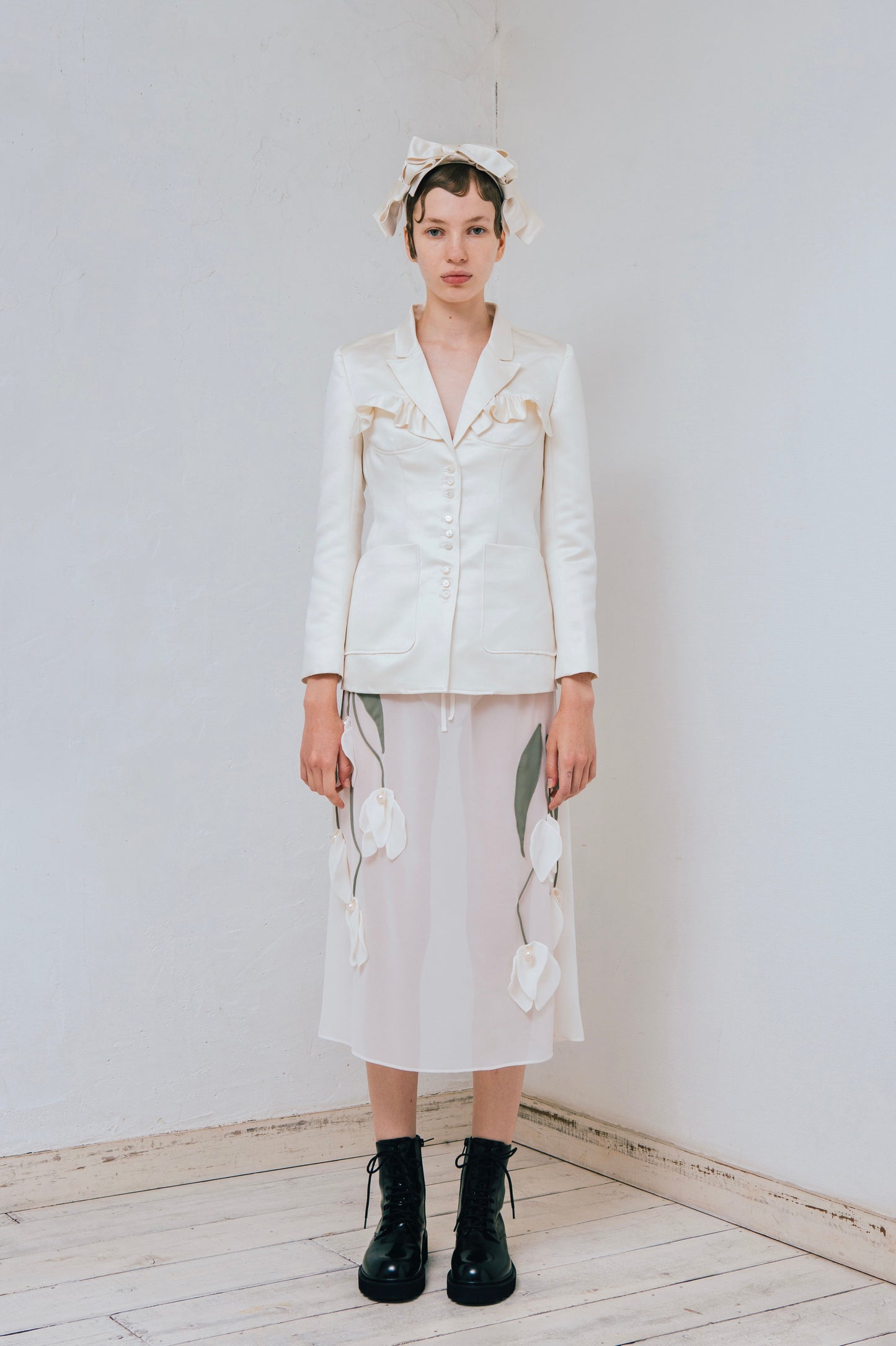 Chiffon Tulips Skirt(Ivory)