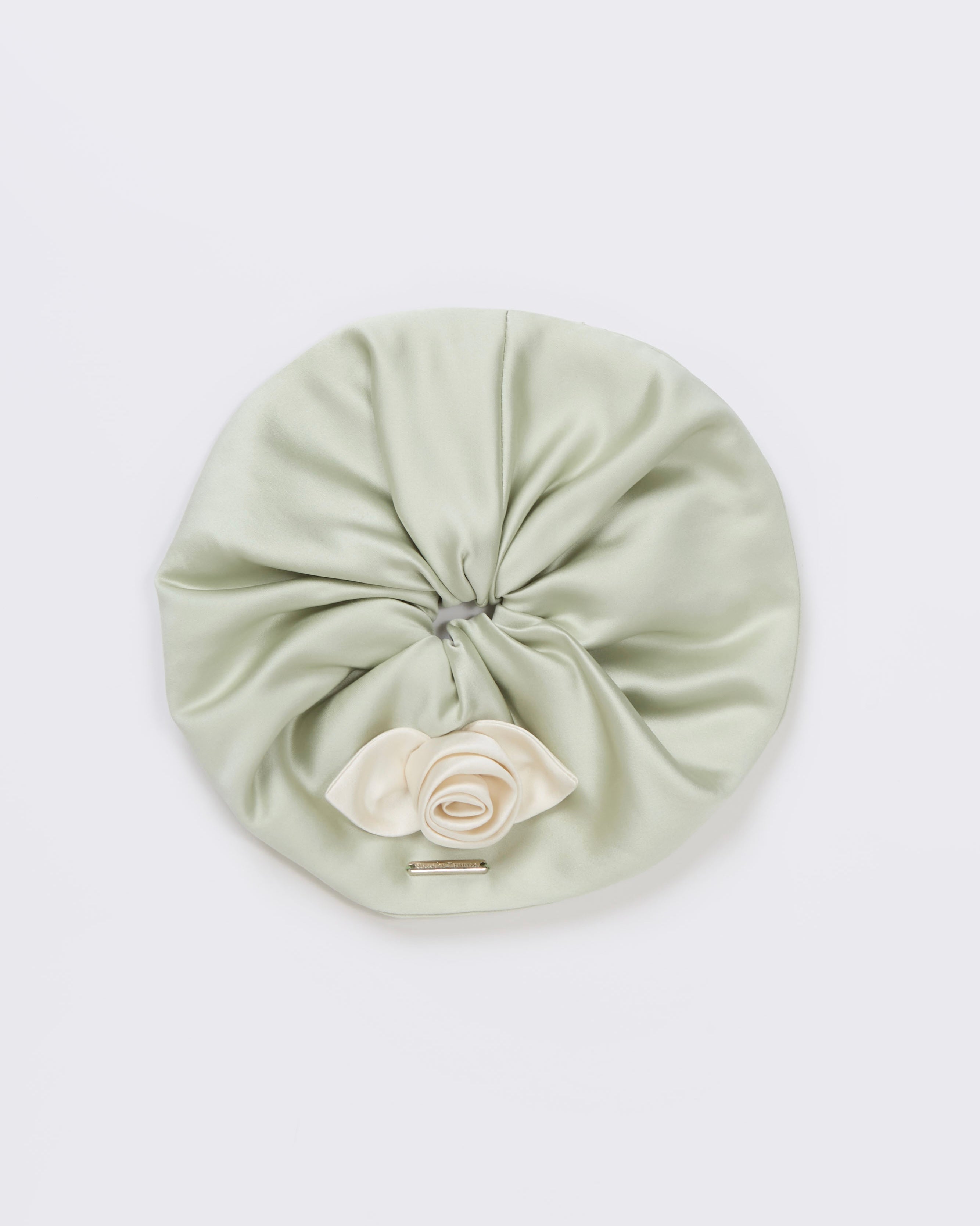 Satin Rose Scrunchie(Green) – Kanako Tamura