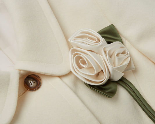 Wool Roses Short Coat(Ivory)