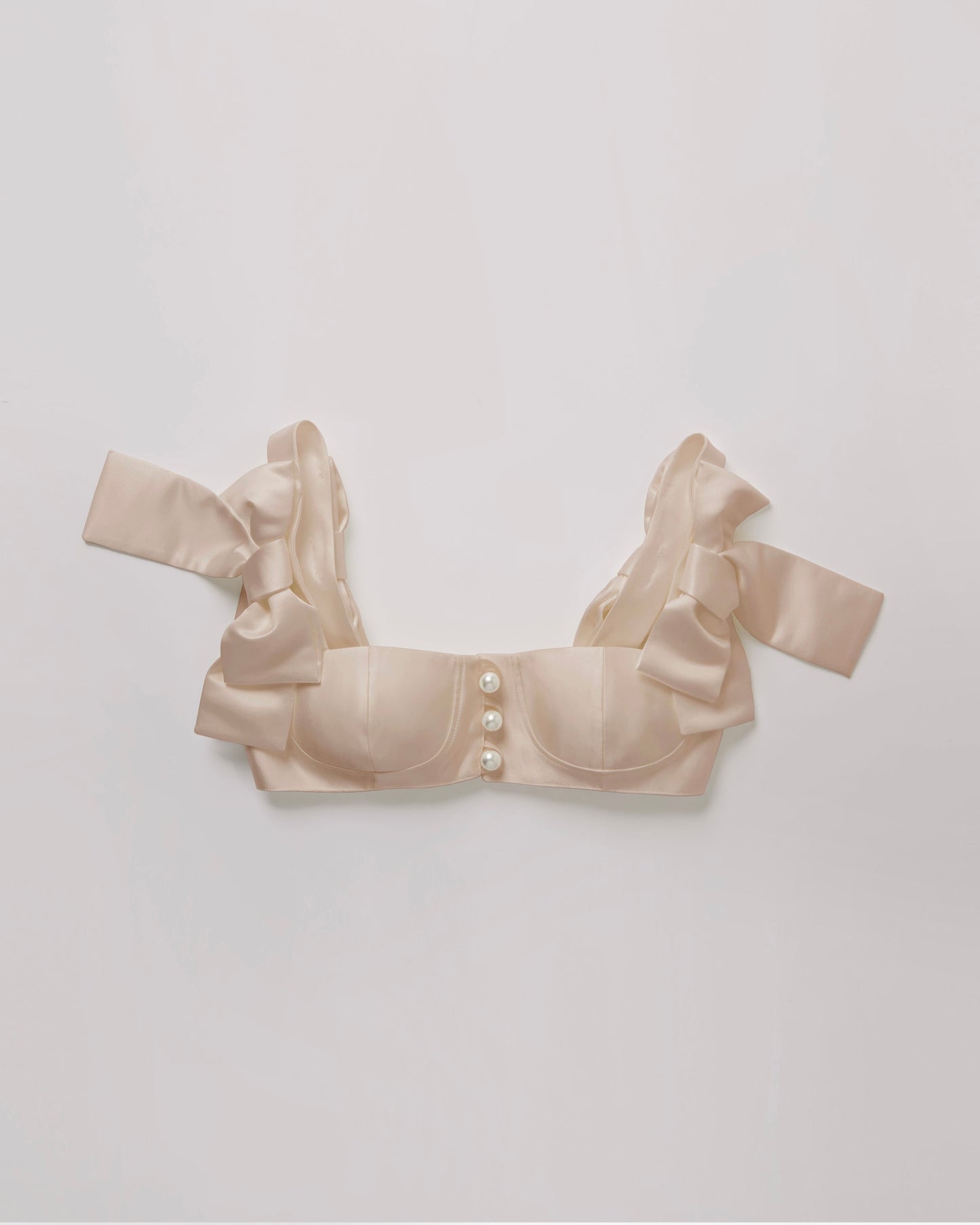Satin Ribbon Pearl Bustier(White)