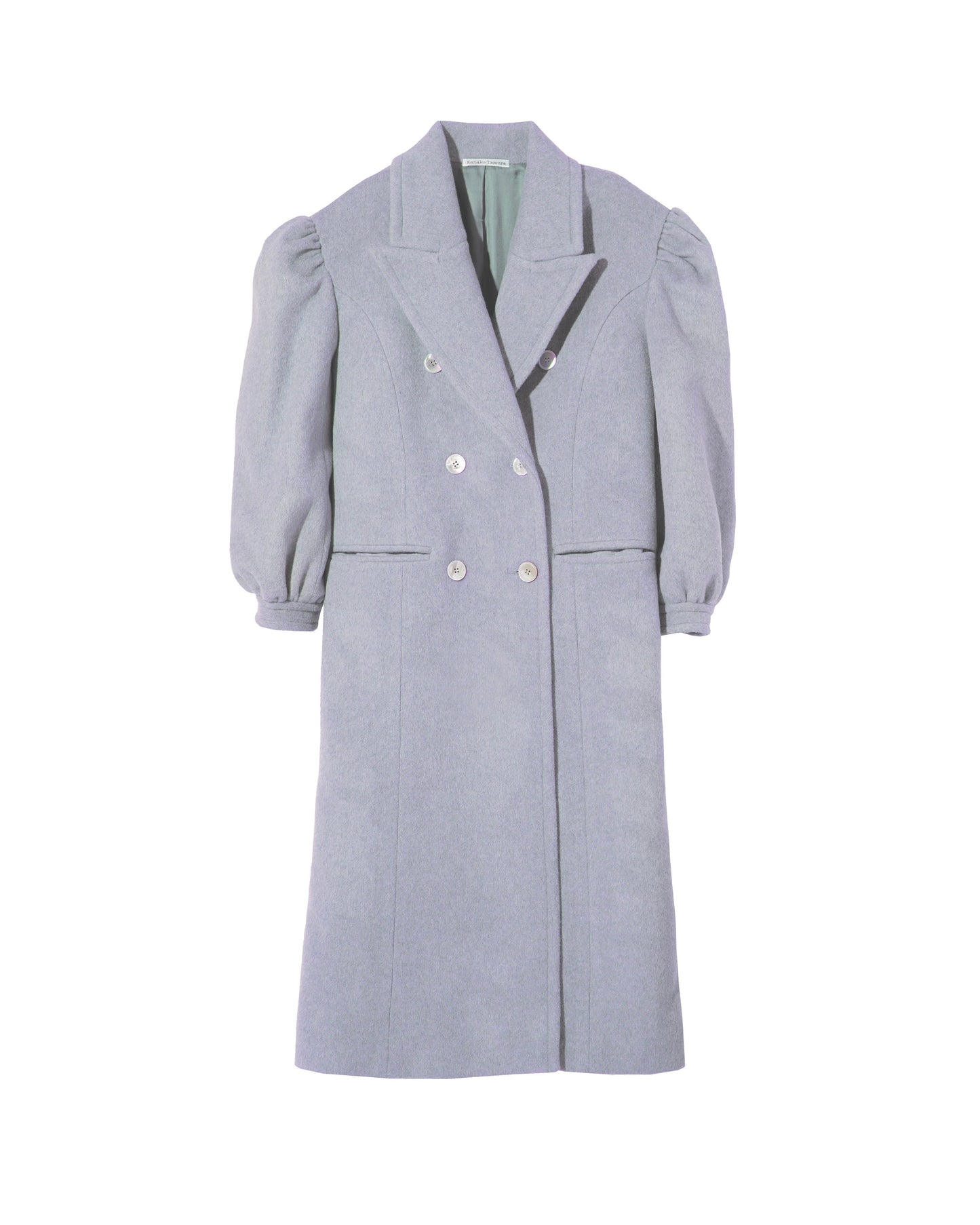 Wool puff sleeves coats(Lavender blue)