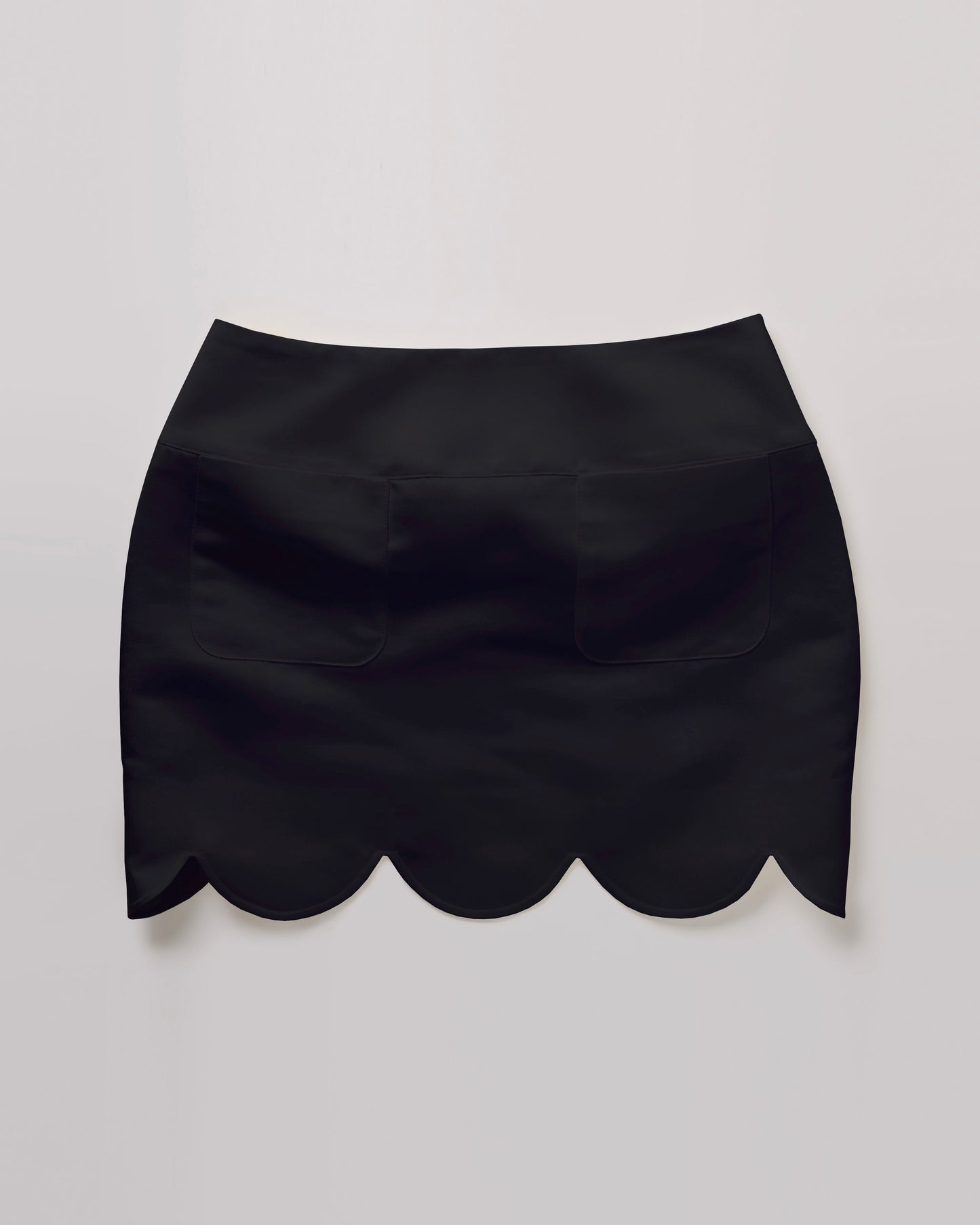 Satin Scalloped-Hem Mini Skirt(White)