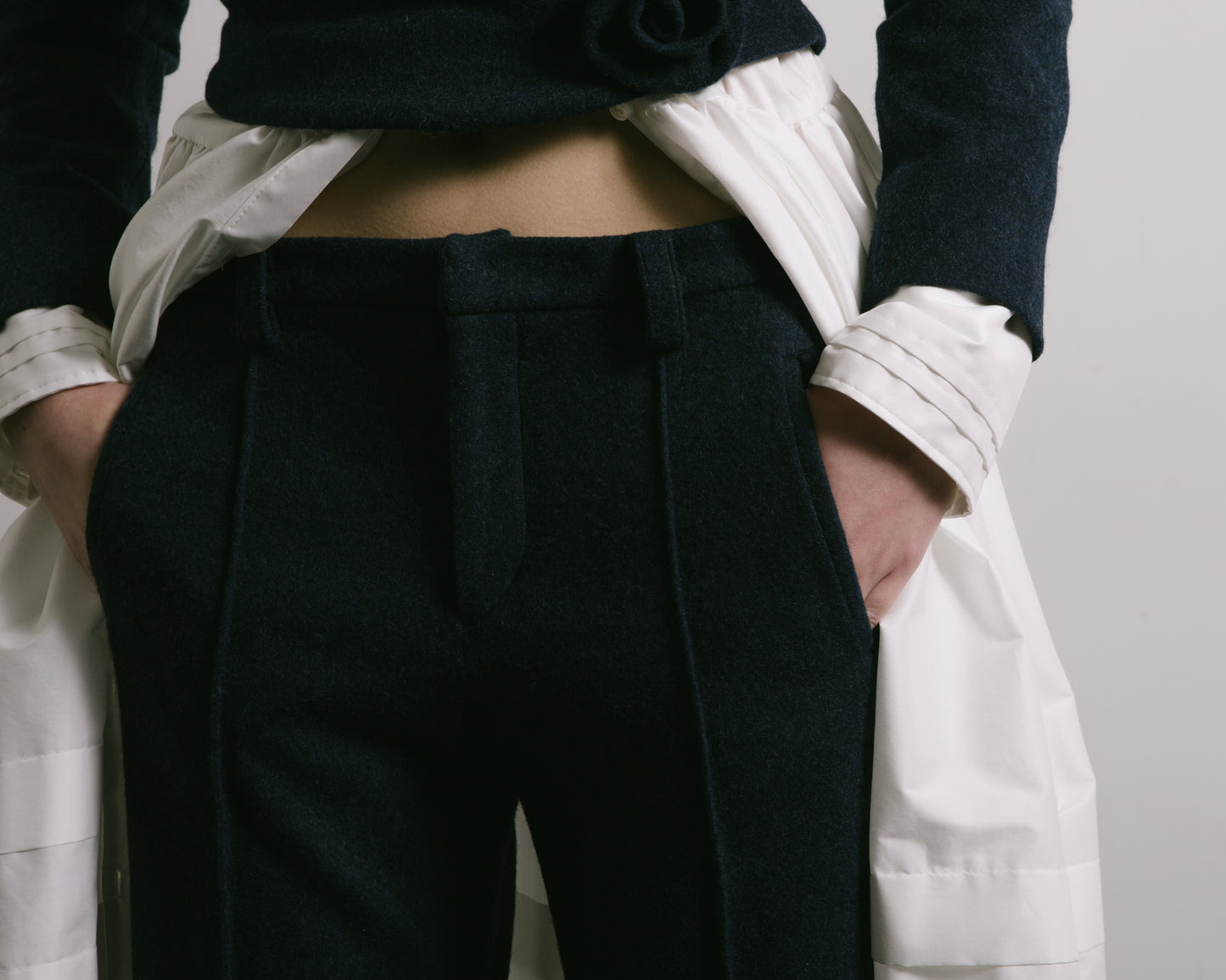Wool bell-bottom pants(Gray)