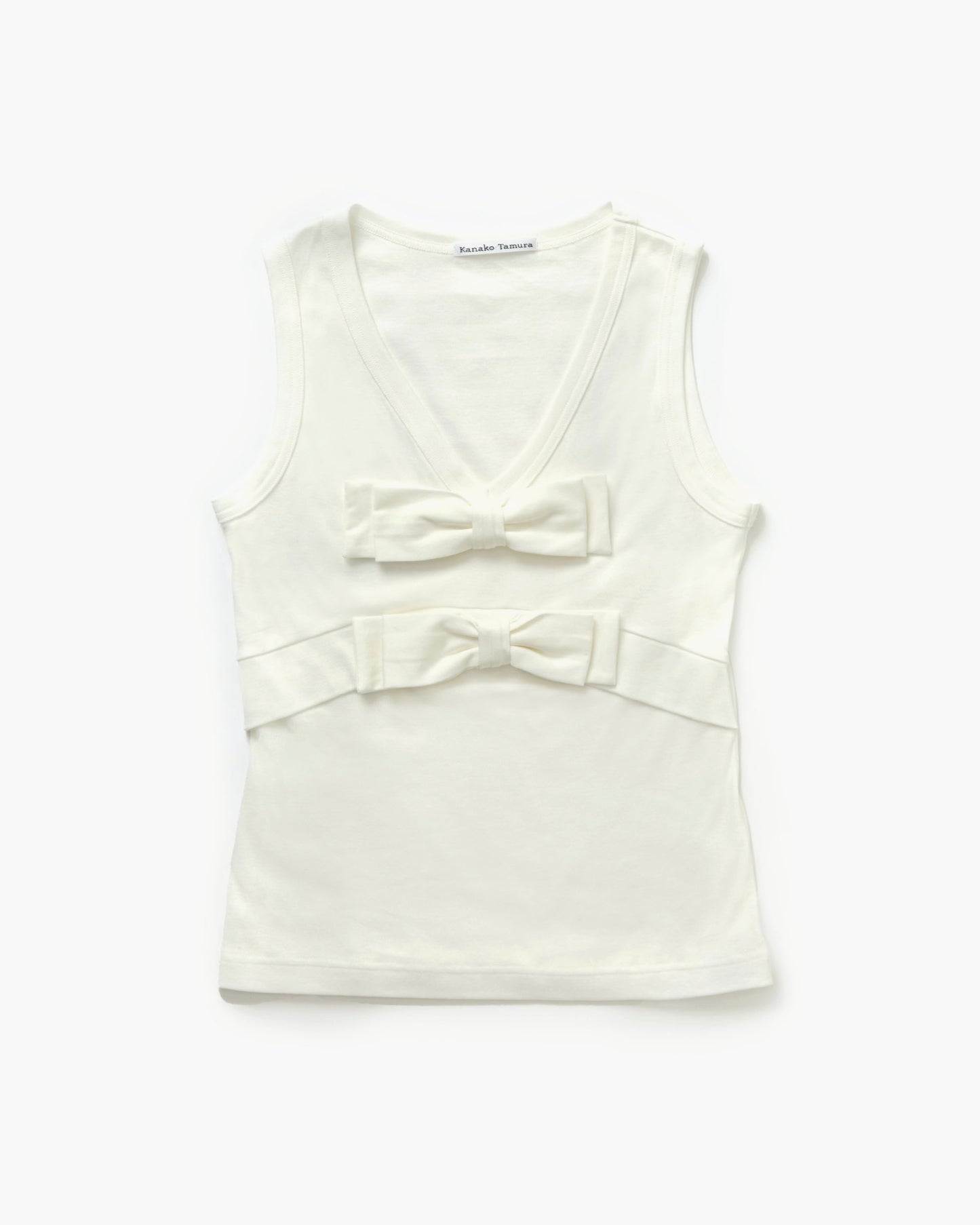 Organic Cotton Bow V-Neck Tank(White)