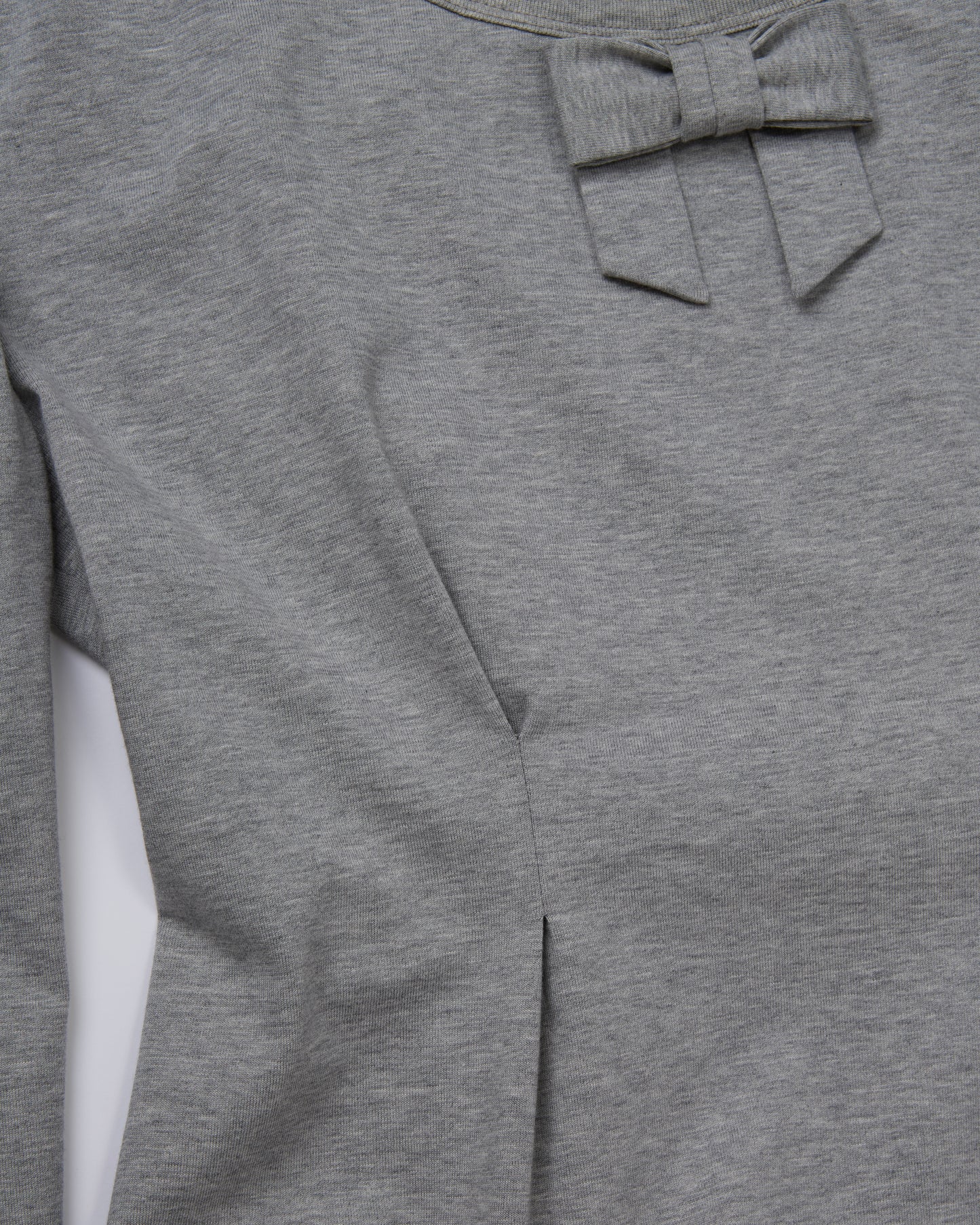 Cotton Bow Long Sleeve Tee(Gray)