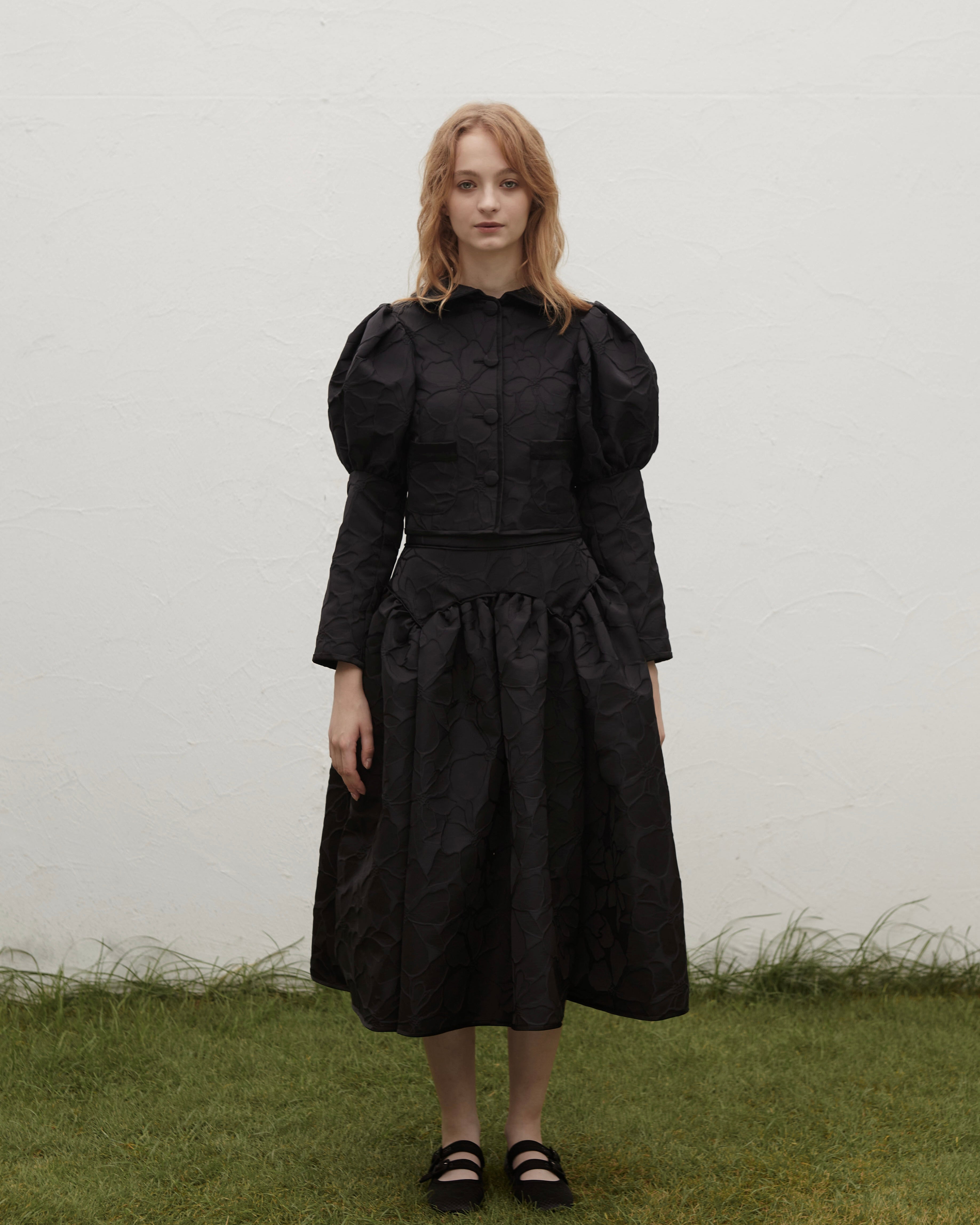 Jacquard Long Skirt(Black) – Kanako Tamura