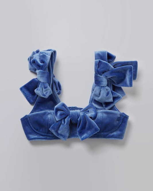 Velour Ribbon Bustier(Blue)