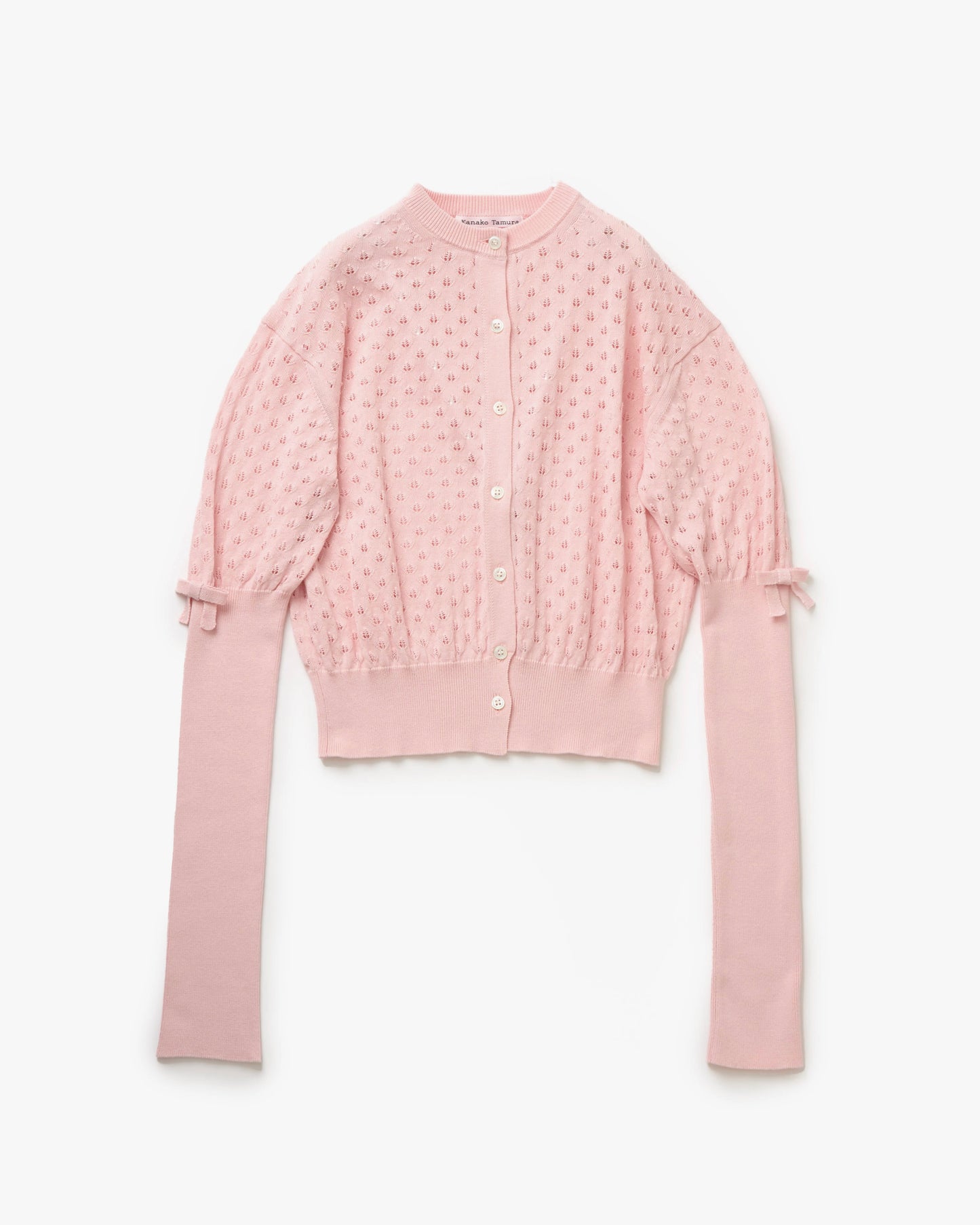 Cotton Bow Knit Cardigan(Pink)