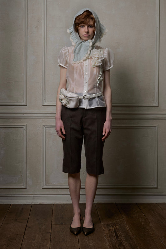Silk Organza Rose Garden Blouse(Ivory)