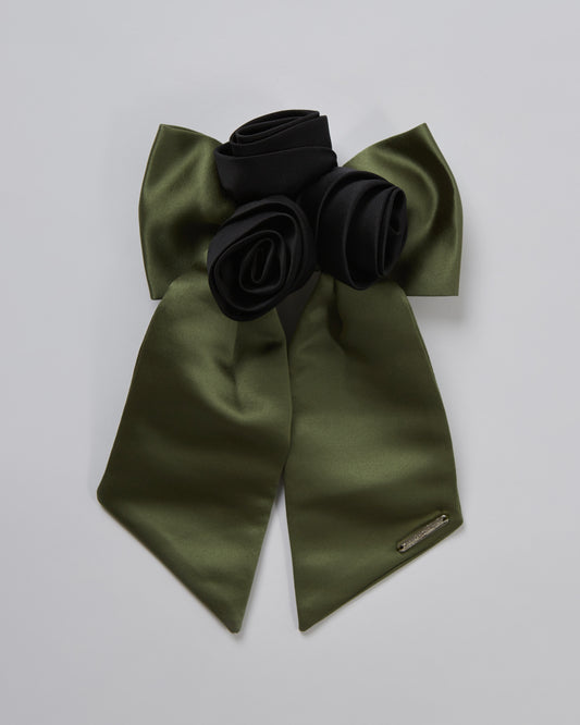 Satin Rose Barrette(Black)