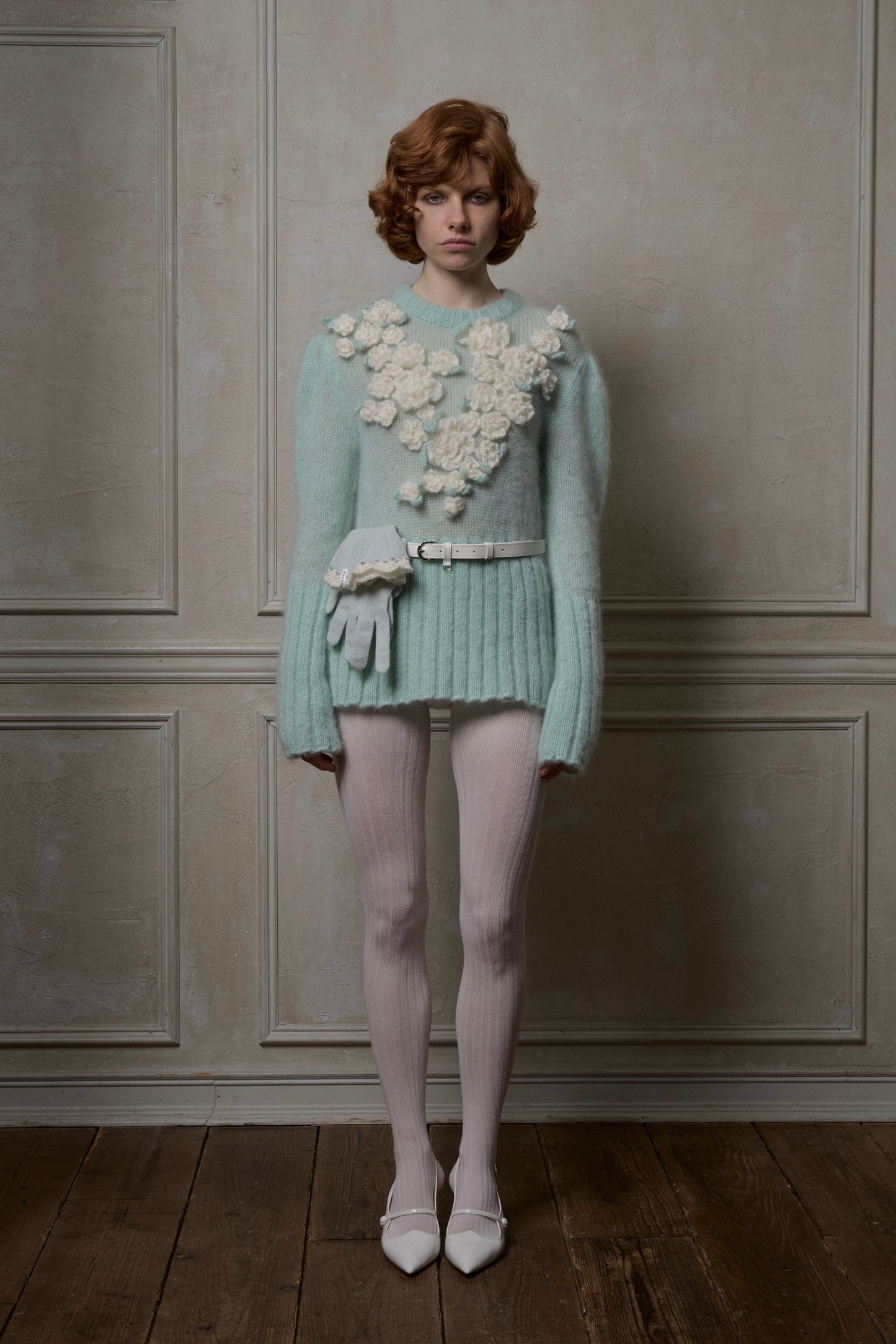 Ruffle Knit Gloves(Mint)