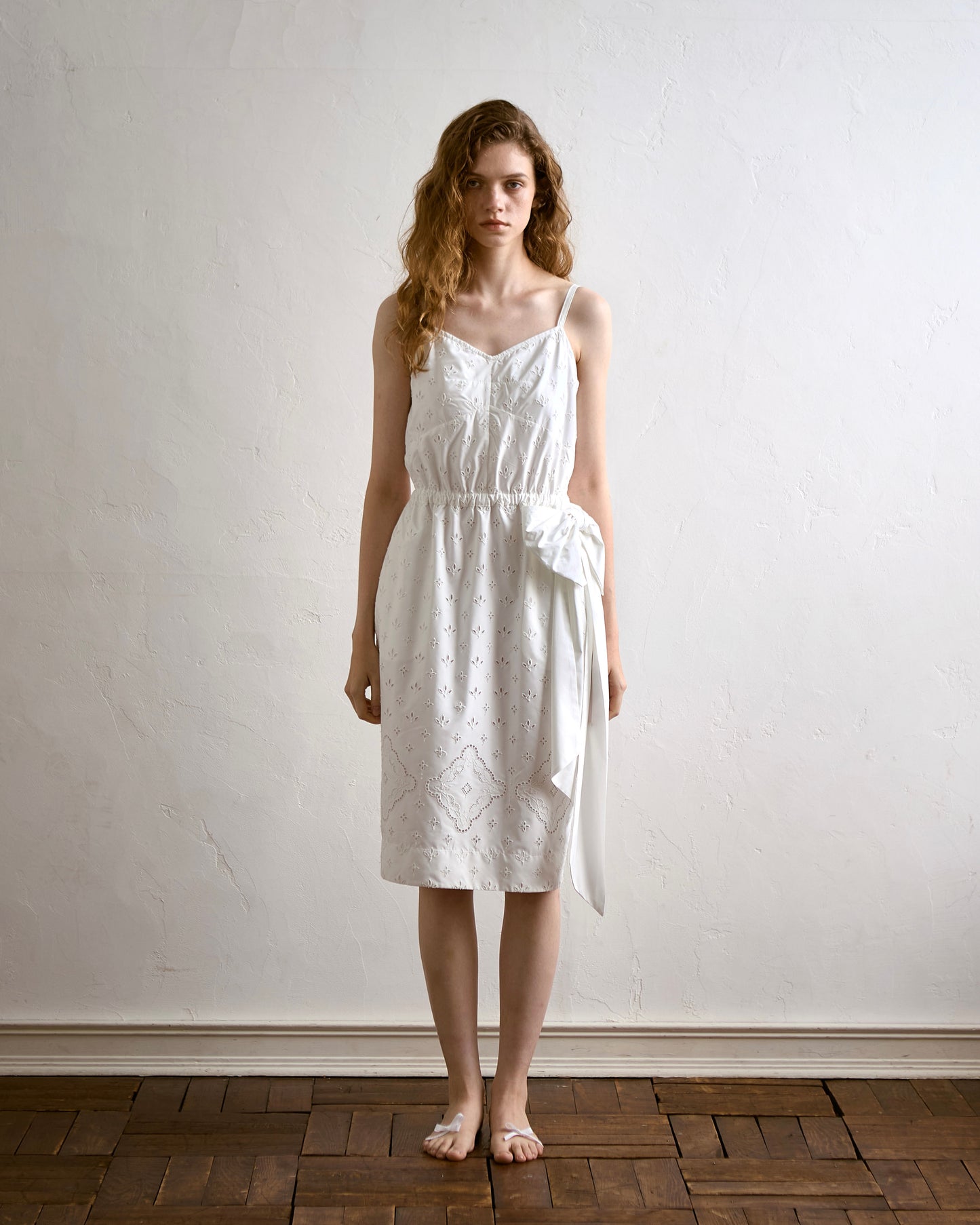 Taffeta Eyelet Lace Cami Dress(White)