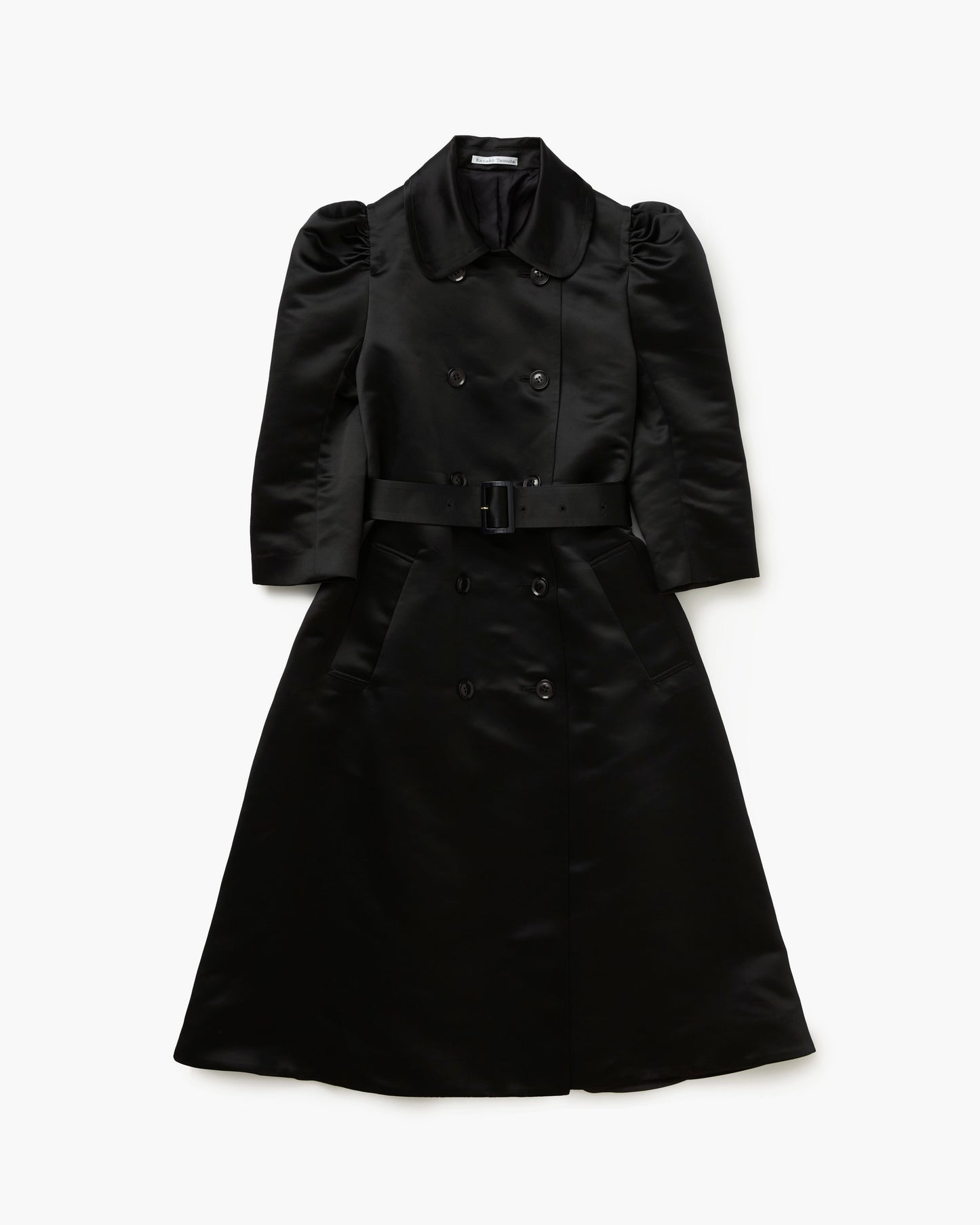 Satin Puff Sleeve Coat(Black)