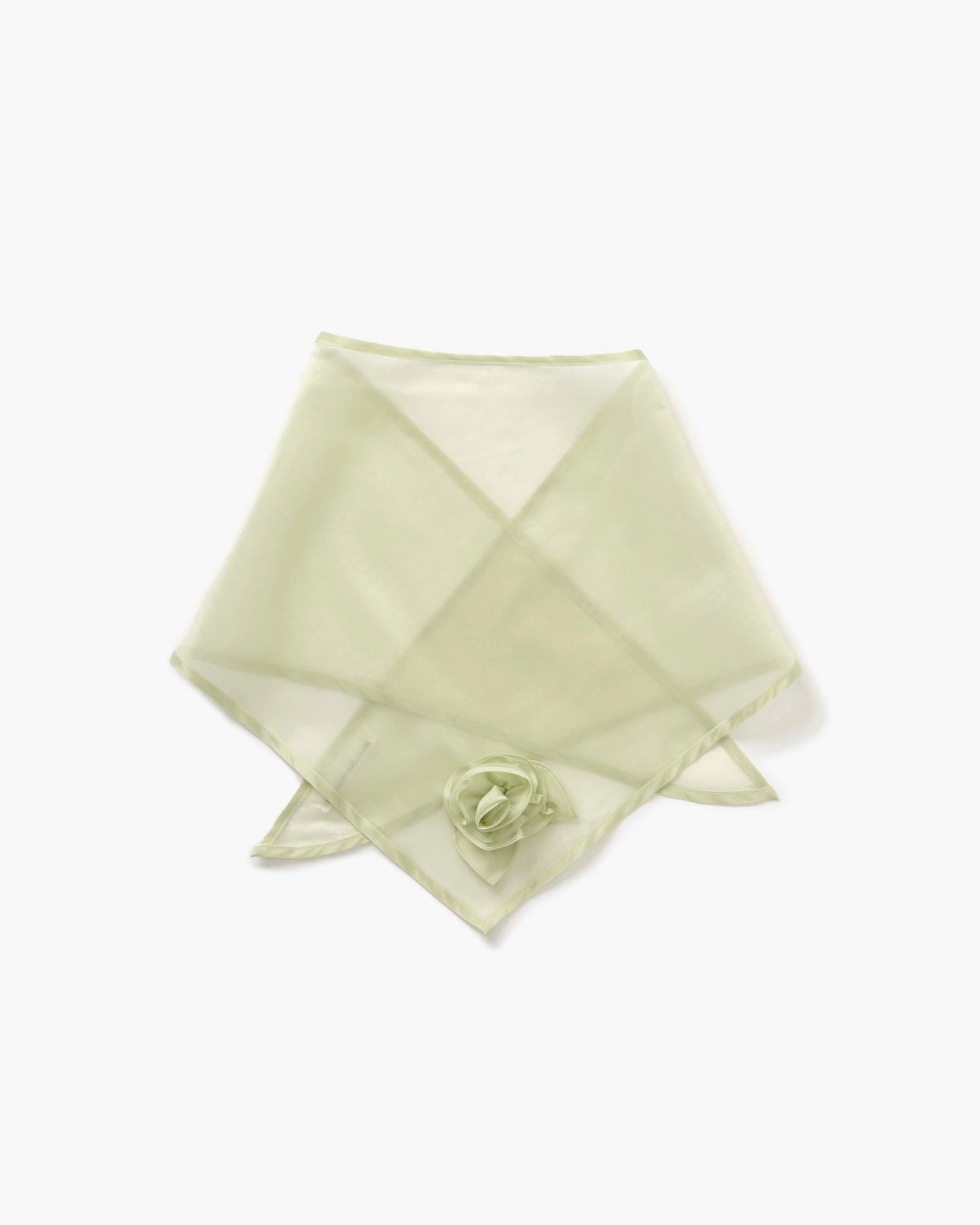Silk Organza Rose Scarf(Green)