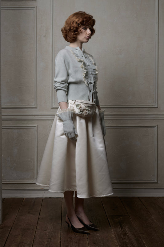 Satin Gathered Skirt(Ivory)