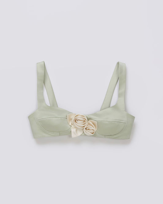 Satin Rose Bra(Green)