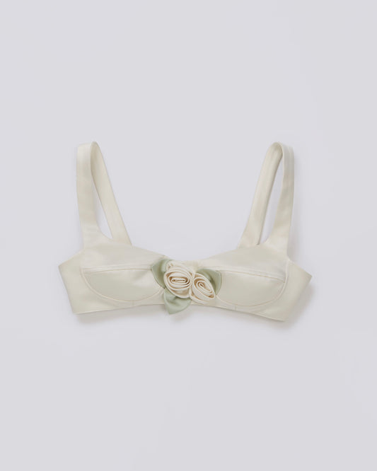 Satin Rose Bra(Ivory)