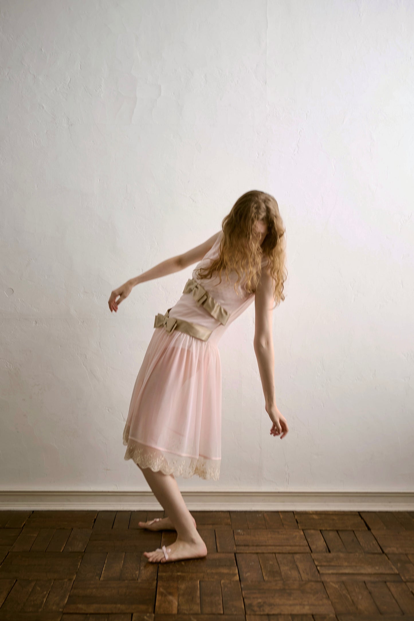 Chiffon Bow Belt Dress(Pink)