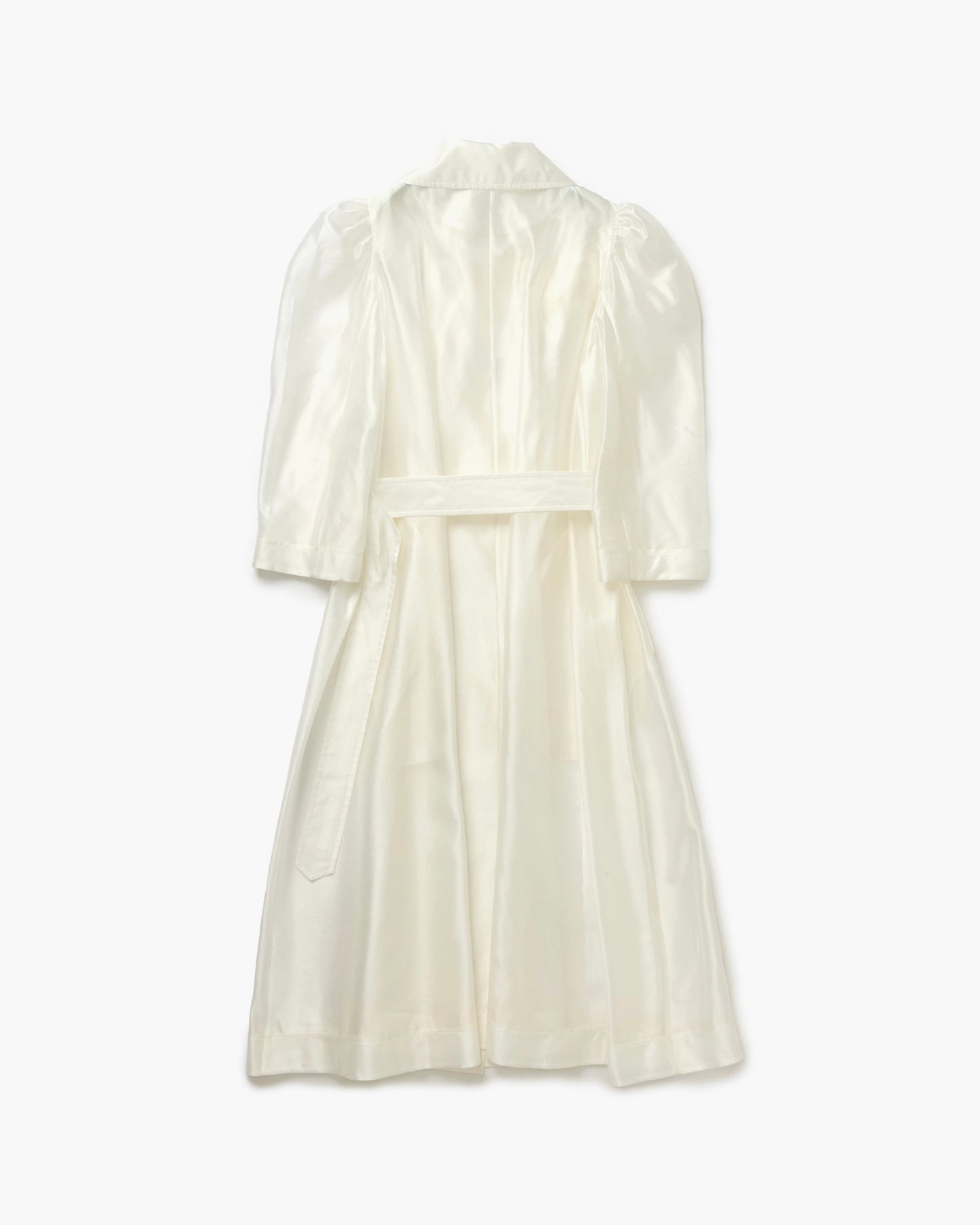Silk Organza Rose Puff Sleeve Coat(White)