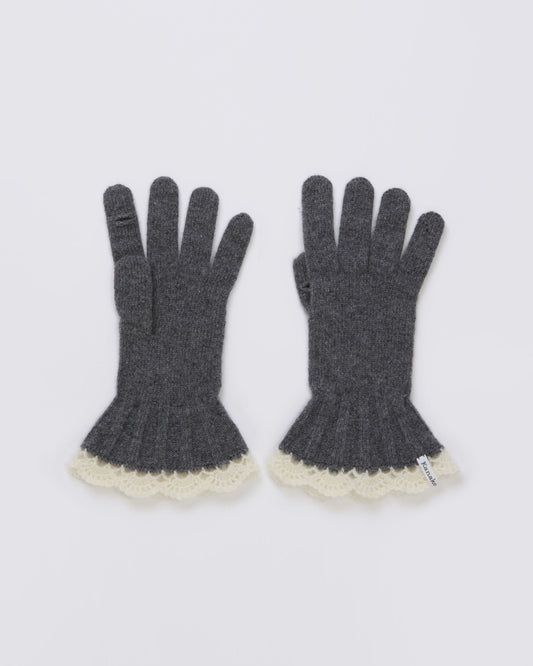 Ruffle Knit Gloves(Gray)