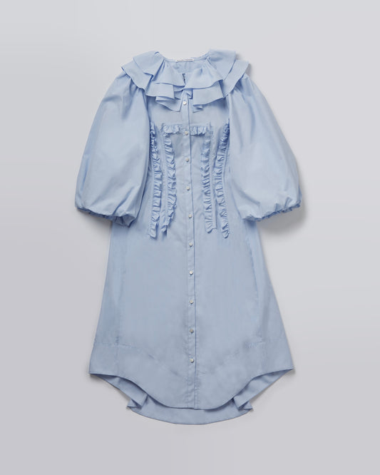 Cotton Long Nightdress(Light Blue)
