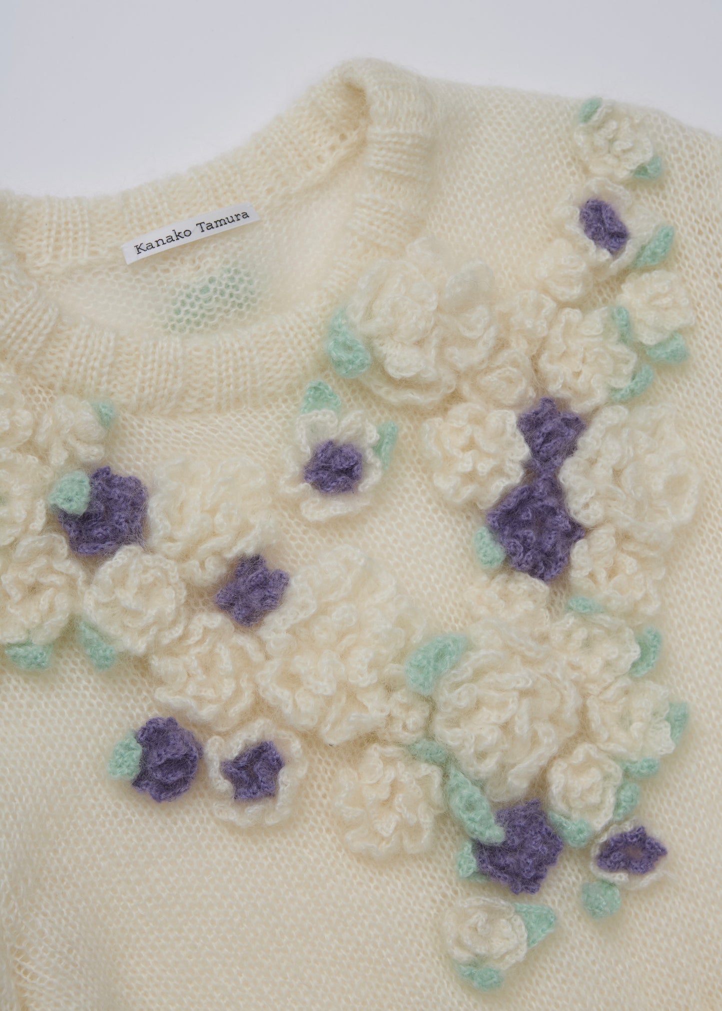 Hand Knit Rose Canvas Sweater(Mint)
