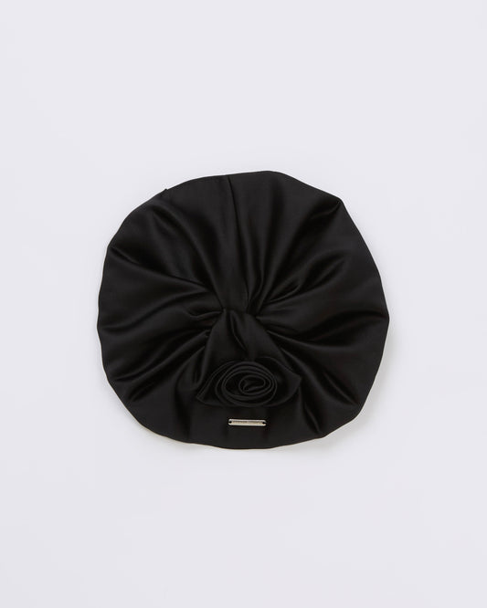 Satin Rose Scrunchie(Black)
