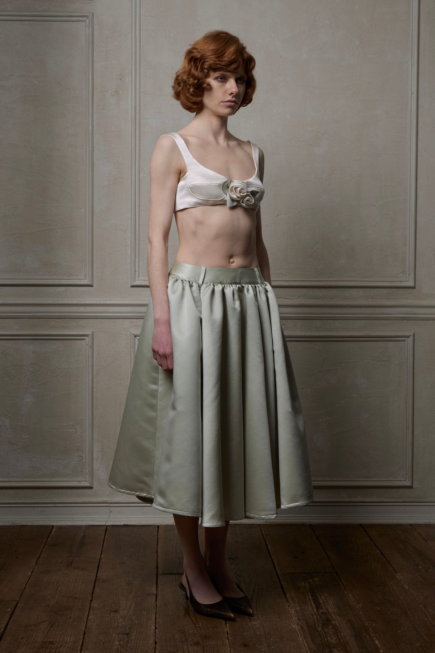 Satin Rose Bra(Ivory)