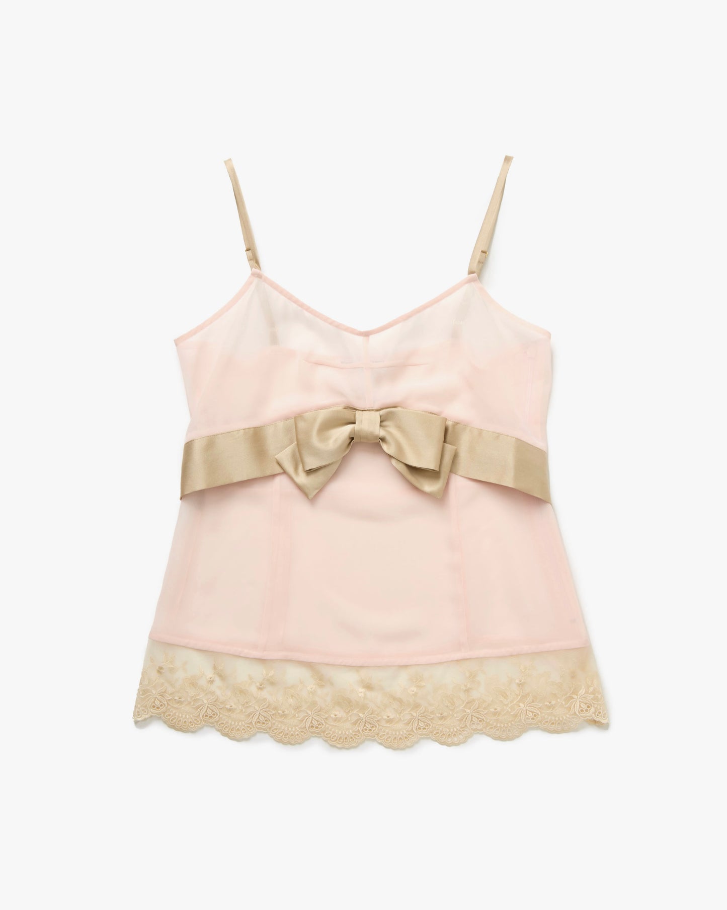 Chiffon Bow Belt Cami Top(Pink)