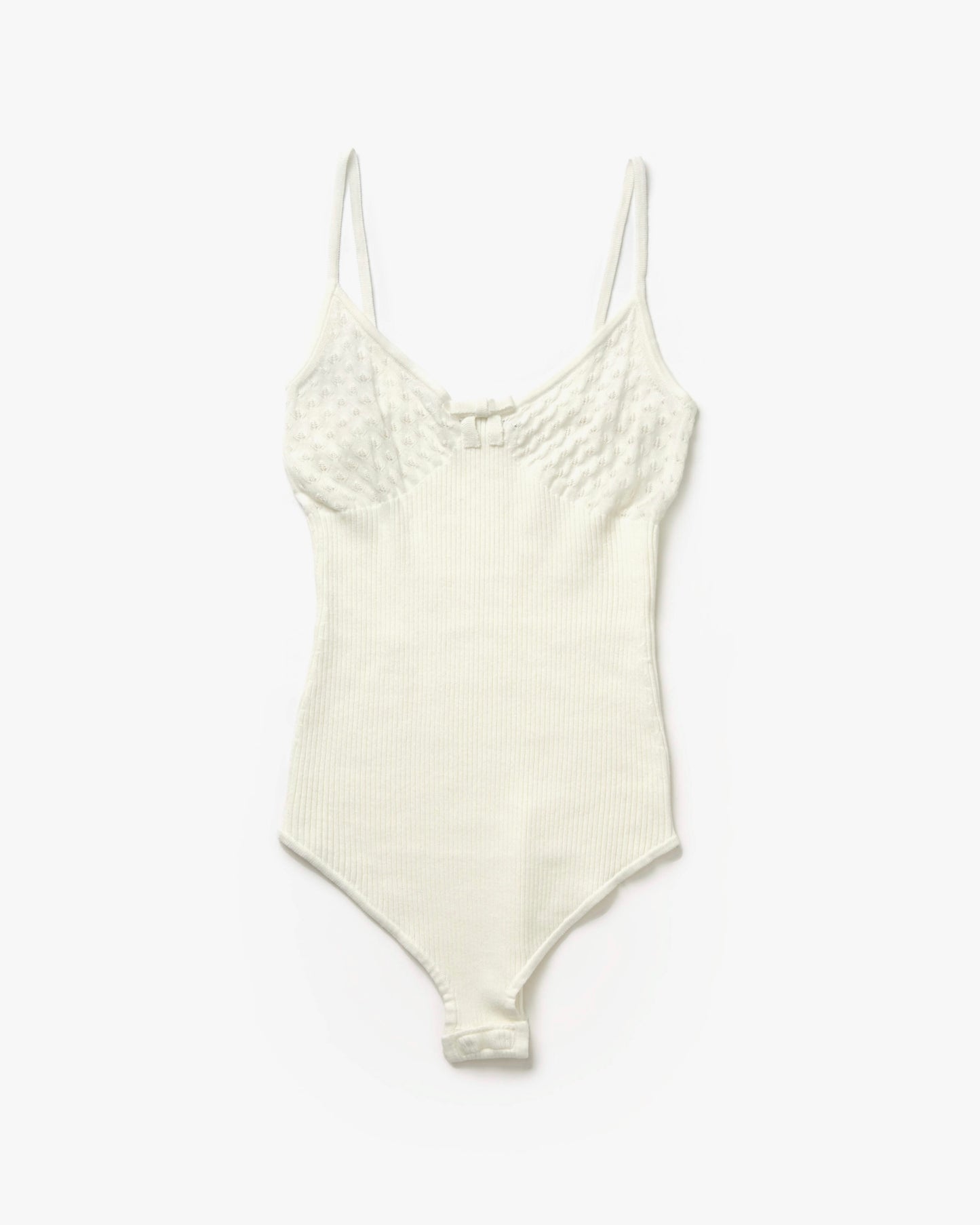 Cotton Bow Knit Bodysuit(White)