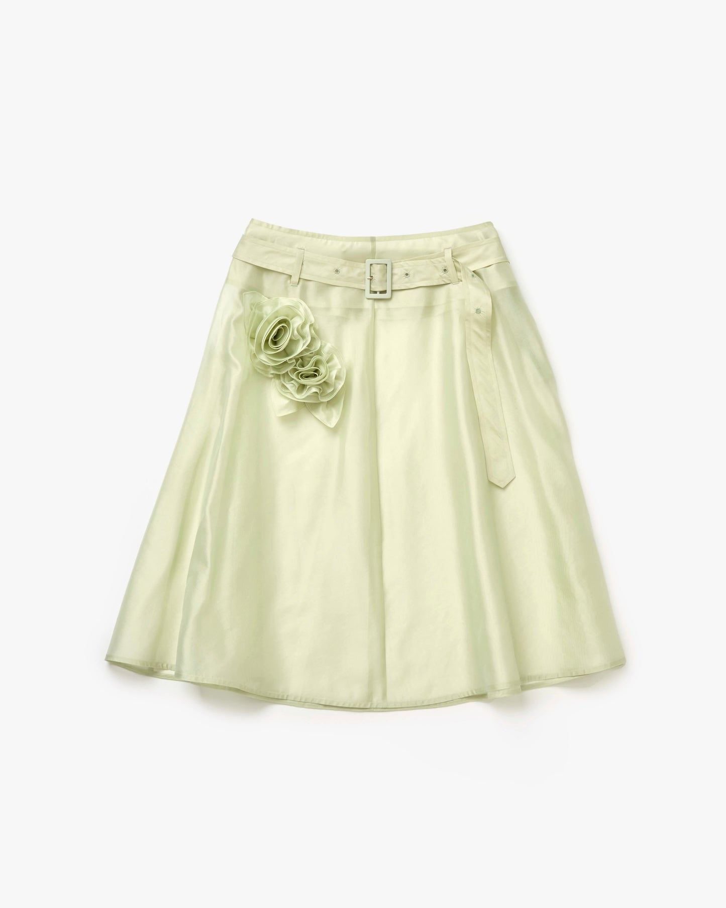 Silk Organza Rose Belt Skirt(Green)