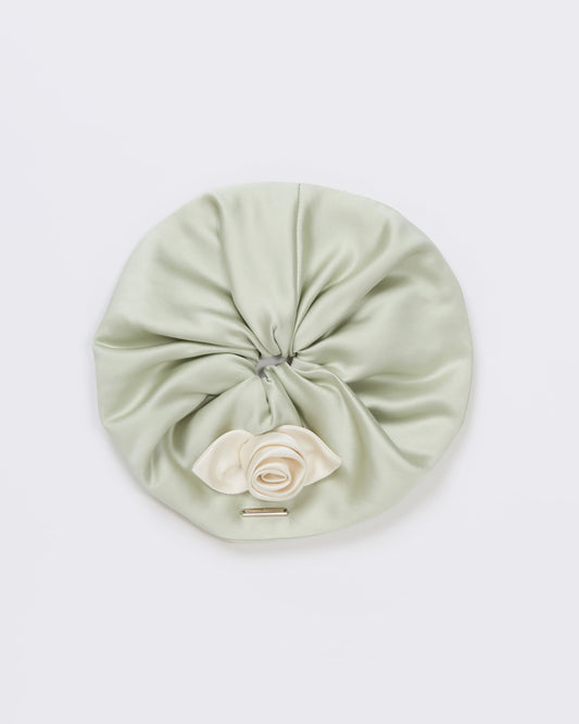 Satin Rose Scrunchie(Green)
