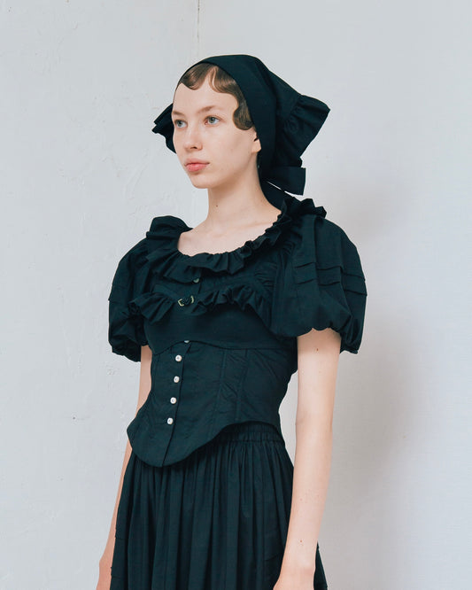 Cotton Corset Blouse(Black)