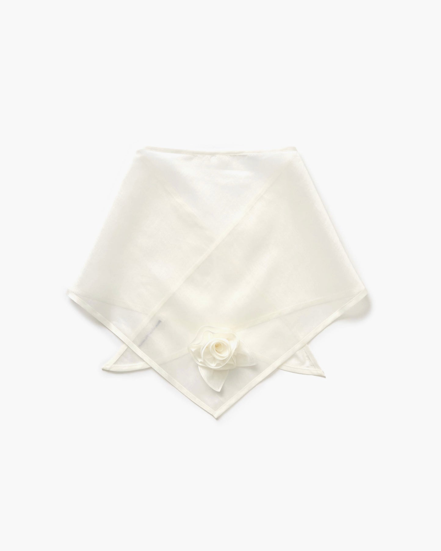 Silk Organza Rose Scarf(White)