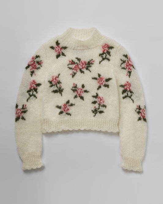 [数量限定]Floral Hand-knit Sweater(Pink)