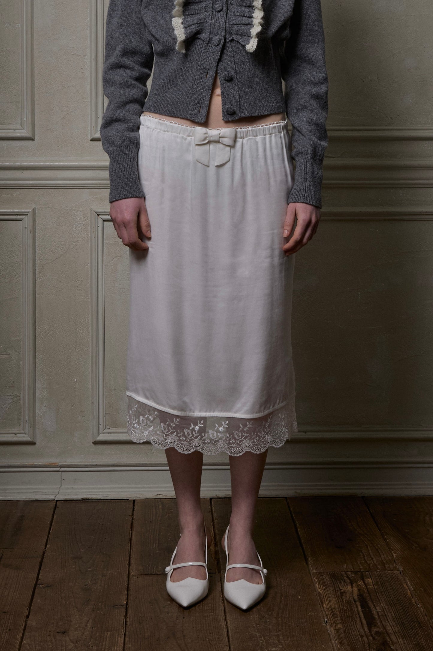 Bow Lingerie Skirt(White)