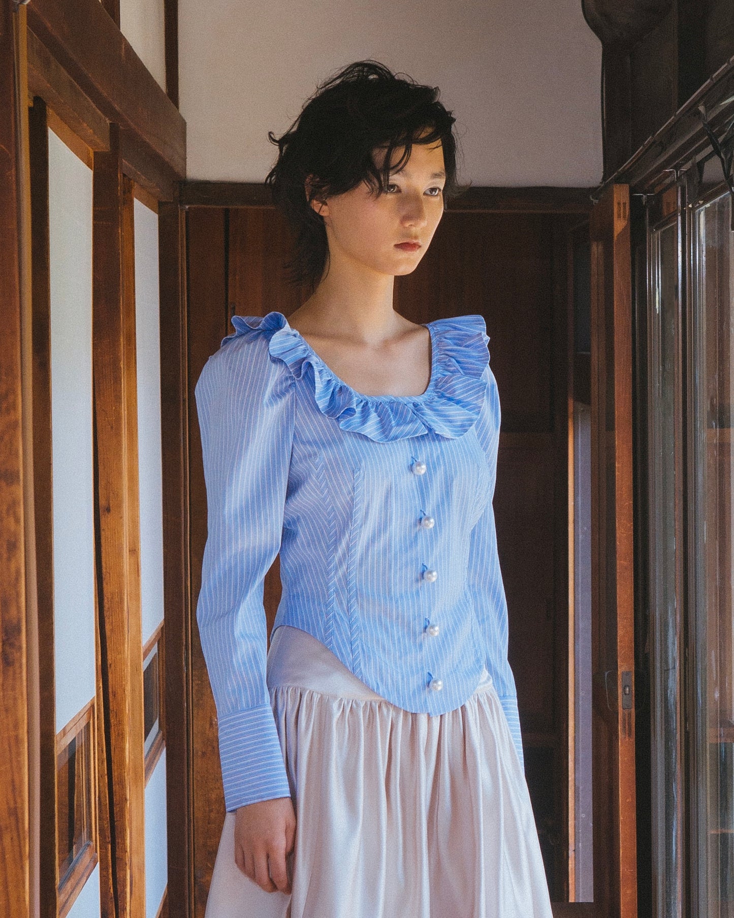 Cotton Princess Blouse(Stripe)