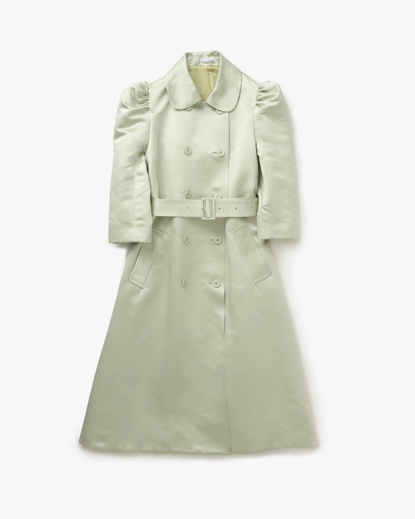 Satin Puff Sleeve Coat(Green)