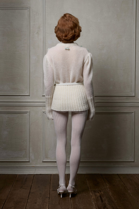 Hand Knit Rose Canvas Sweater(Pink)