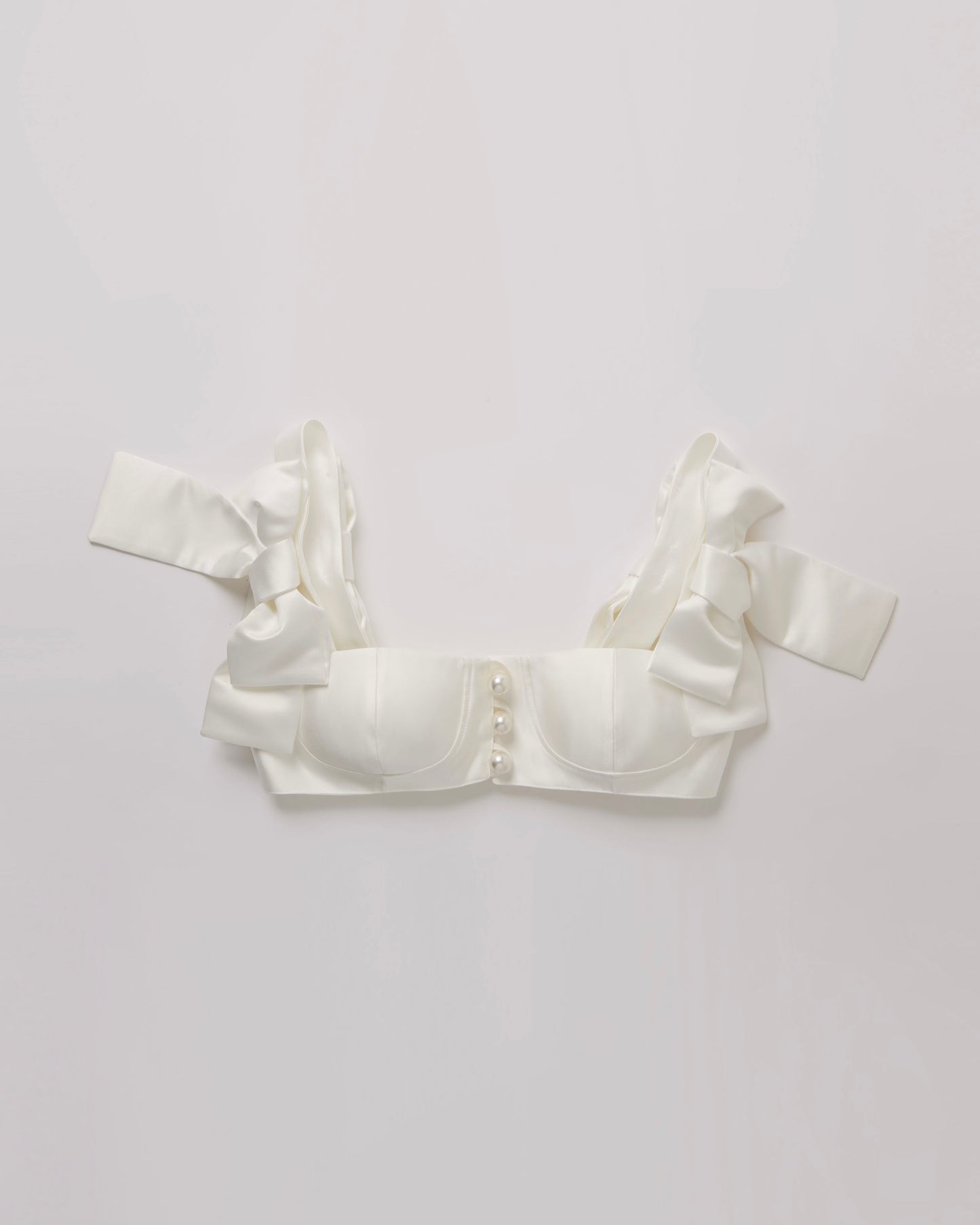 Satin Ribbon Pearl Bustier(Black)