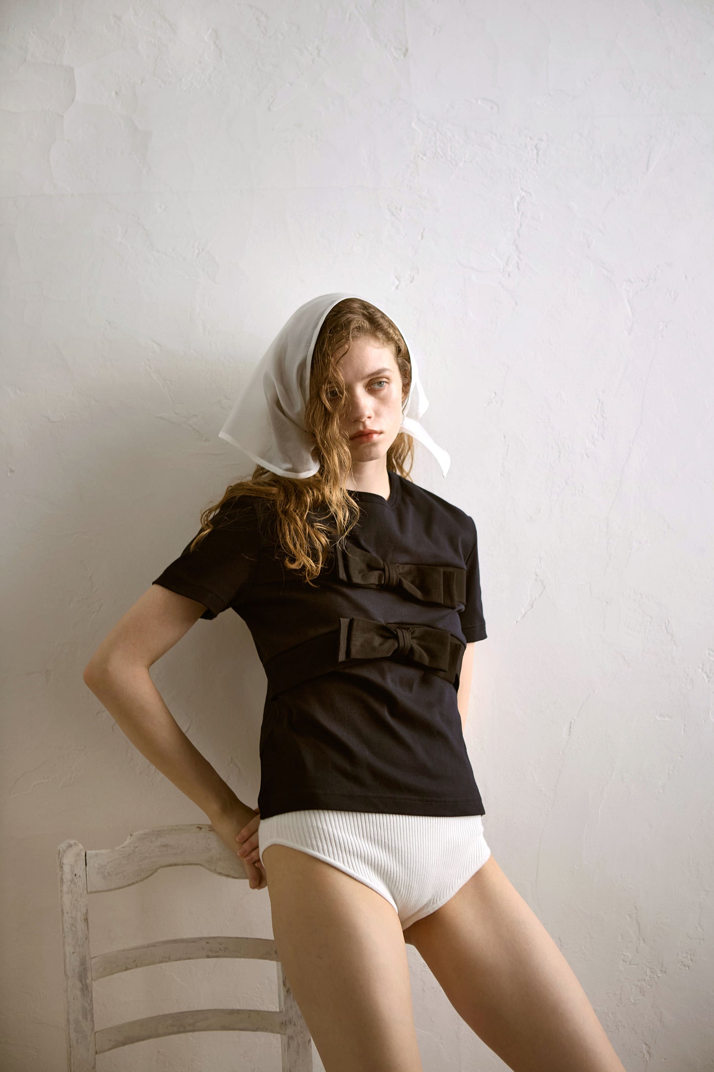 Organic Cotton Bow T-Shirt(Navy)