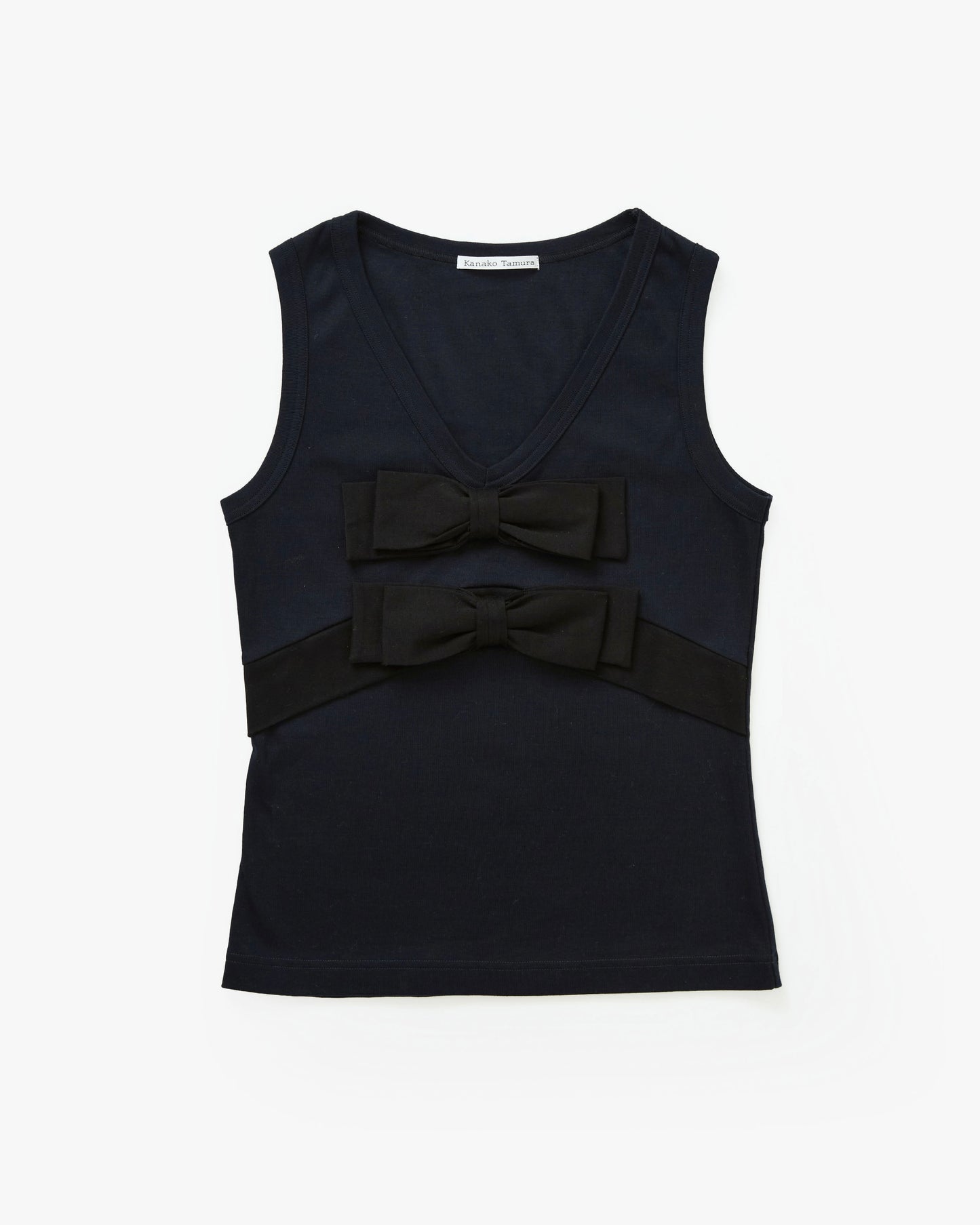 Organic Cotton Bow V-Neck Tank(Navy)