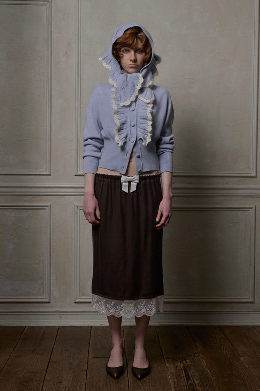 Ruffle Knit Cardigan(Light Blue)