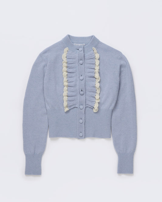 Ruffle Knit Cardigan(Light Blue)